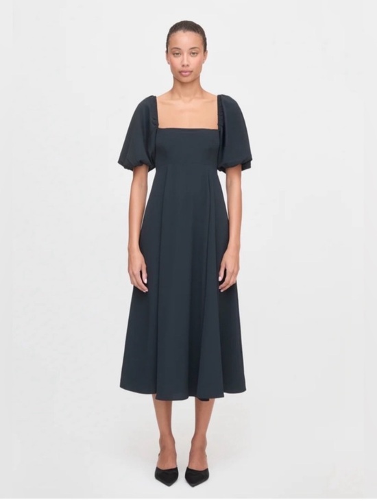 Hill House Dresses & Skirts - Hill House Home Black Matilda Midi Dress with Puff Sleeves Size XS